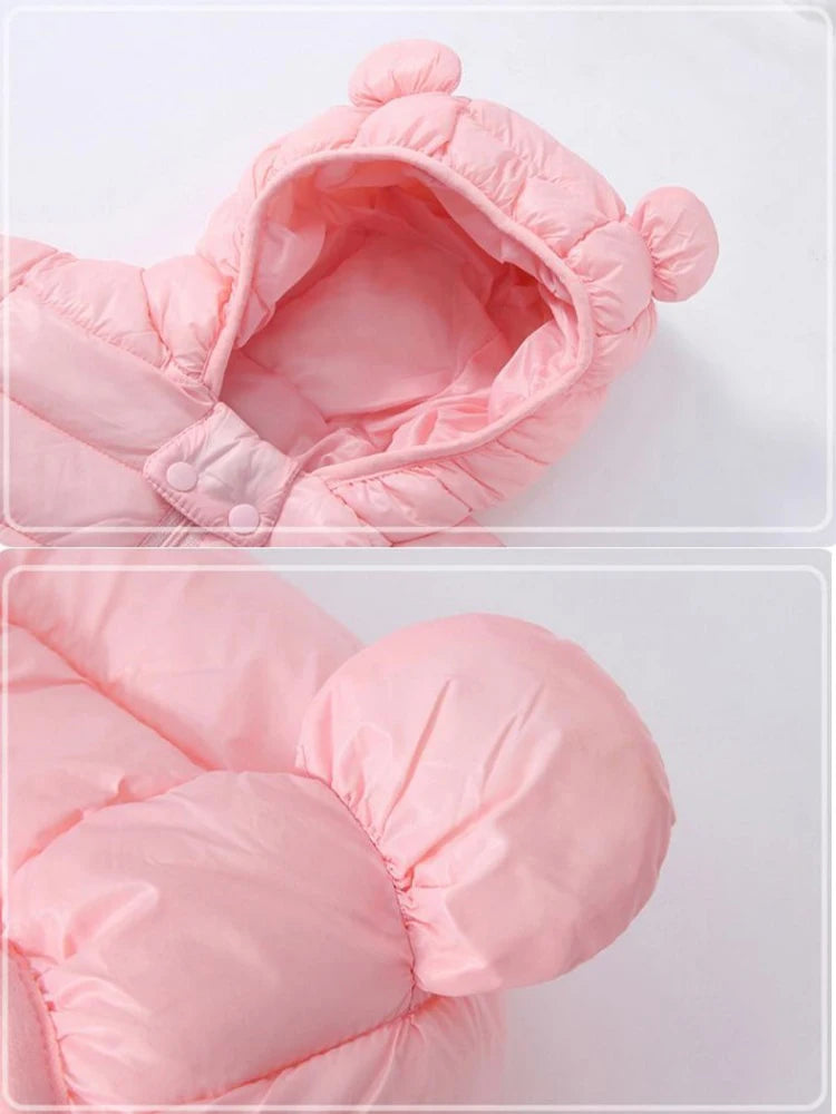 Boys Girls Lightweight Down Jacket Baby Hooded  Zipper Coats Autumn Winter Warm Outerwear 0-5 Years Kids Christmas Birthday Gift