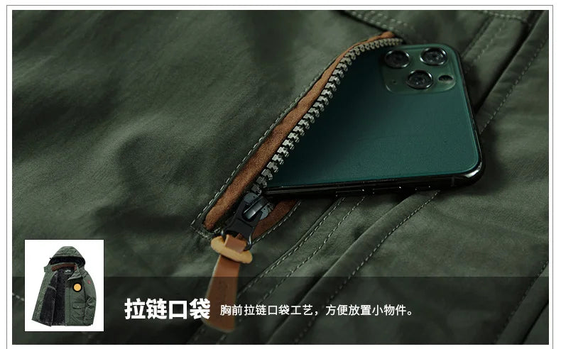 Winter Thicken Warm Men's Winter Jackets Casual Zipper Up Fleece Lining Jacket Windproof Thermal Parka Coat Outwear Clothing