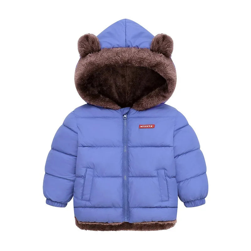 Boys Girls Thick Jackets Winter Kids Padded Fleece Warm Coats Children Hooded Cotton Outerwear Kids Clothes Cashmere Snowsuit