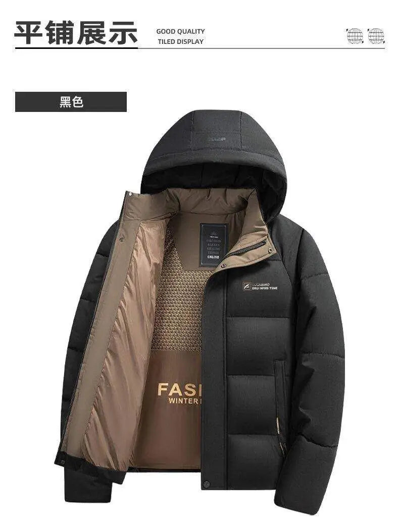 2025 Winter New Men's Graphene Thickened Warm Fashion Casual Hooded Cotton Jacket