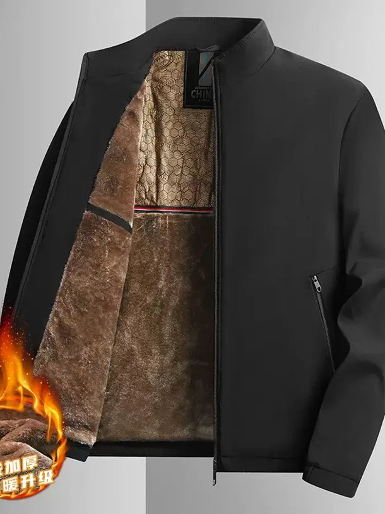 Winter New Fashionable Solid Color Plus Velvet Thick Warm Windproof Jacket for Men's Casual Loose Sports Large Size Jacket L-4XL