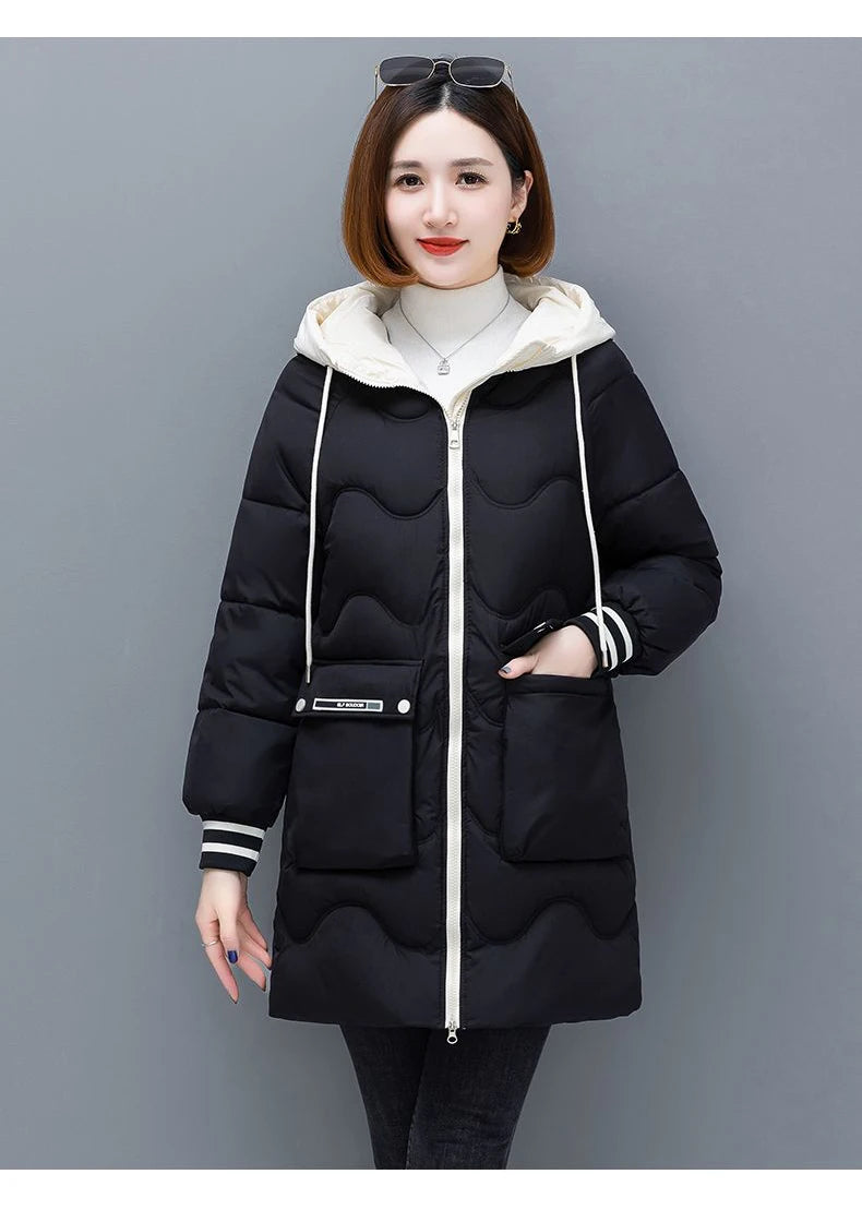 Long Winter Jacket Women Down Cotton Coats 2024 New Cotton Padded Puffer Parka Coat Women Hooded Outwear Thicken Warm Jacket 4XL