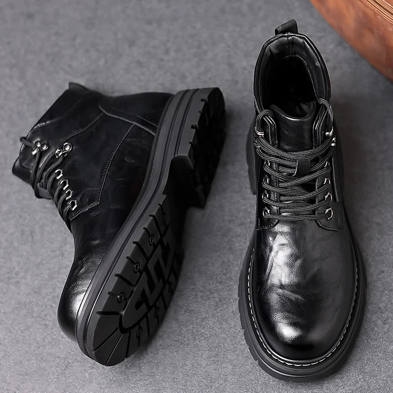 Winter Hot Selling Men's High Top Shoes Thick Soled Wear-resistant Workwear Shoes Trendy Outdoor Men's Motorcycle Boots Handsome