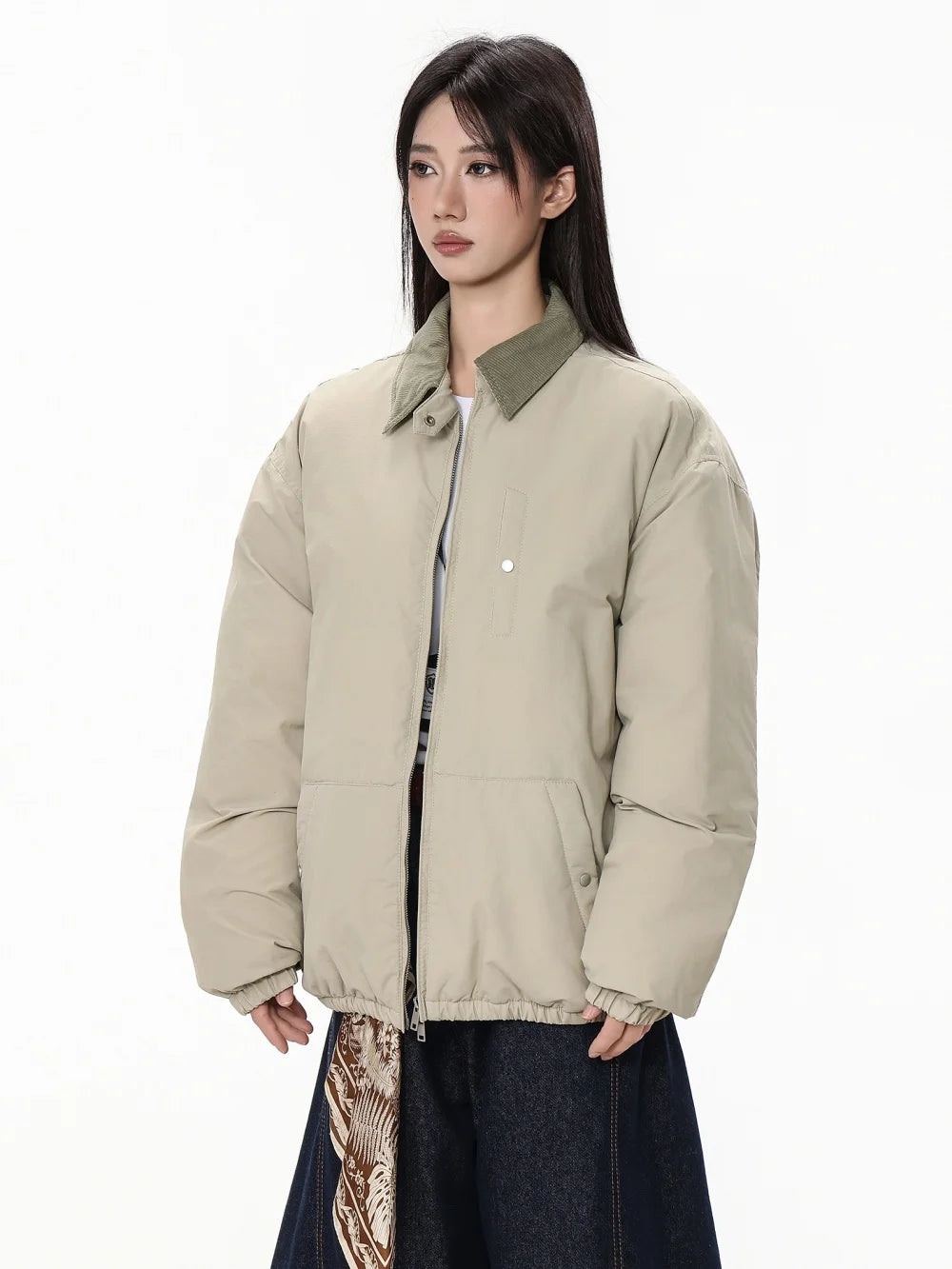 Women's Winter Down Padded Jacket Lapel Black Fashion Coat Winter Women Gray Women's Simple Solid Gray Winter Oversize Jacket