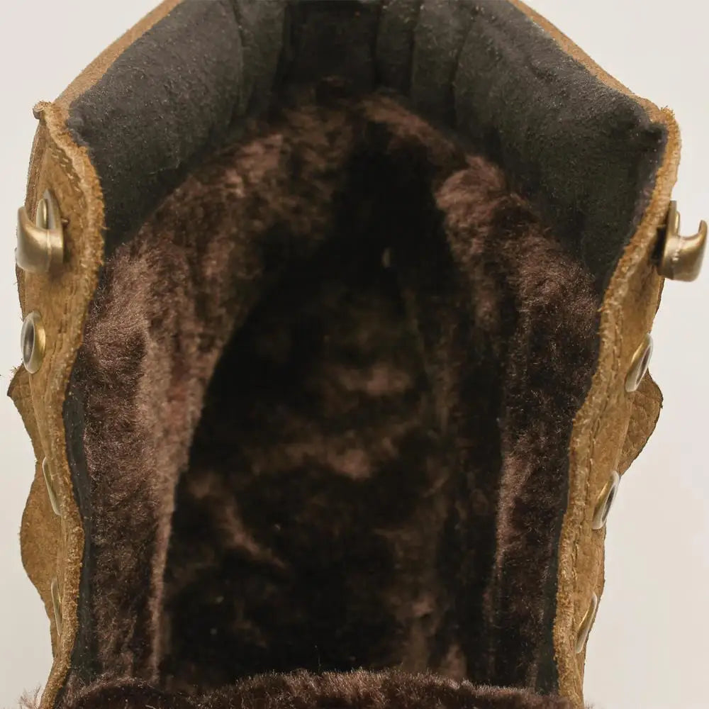 Men Winter Boots Genuine leather Warm Full Grain Leather Men Winter Shoes