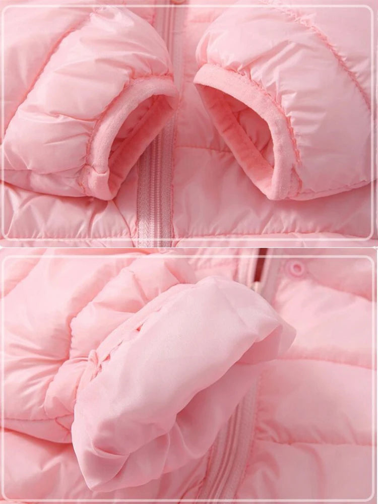 Boys Girls Lightweight Down Jacket Baby Hooded  Zipper Coats Autumn Winter Warm Outerwear 0-5 Years Kids Christmas Birthday Gift