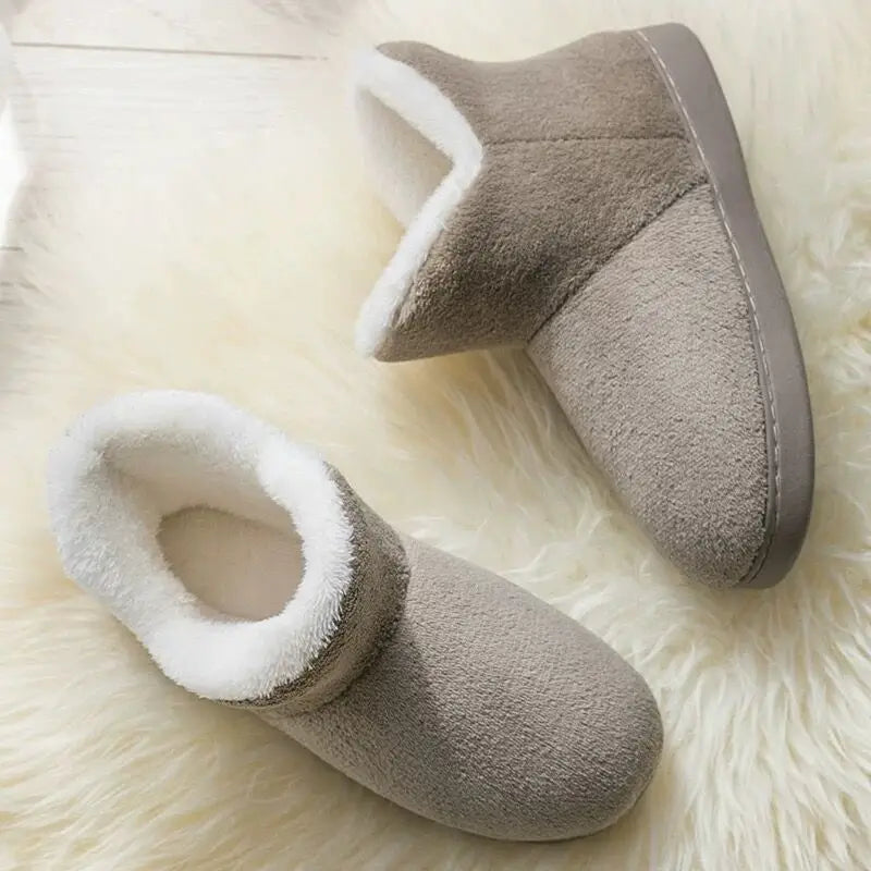 Men Indoor Slippers Warm Plush Winter Shoes Male Platform Snow Boots