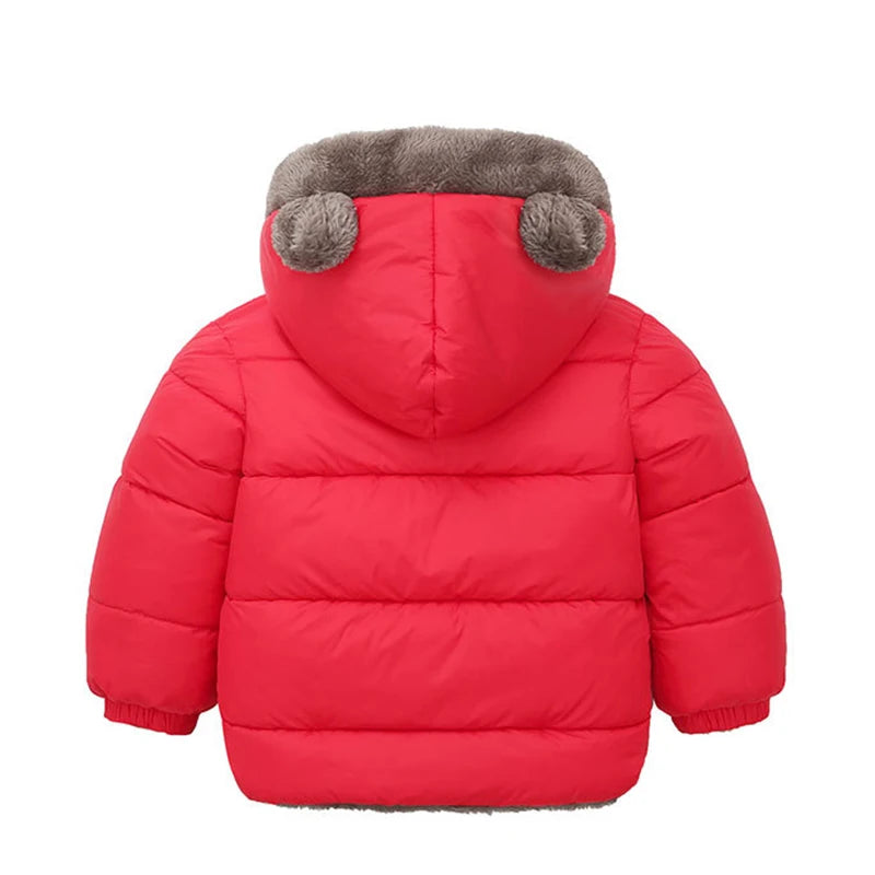 Winter Kids Thick Jacket Boys Girls Cotton-Padded Cashmere Hooded Coat Chilren Fleece Warm Outerwear Clothing for 2 3 4 5 6Years