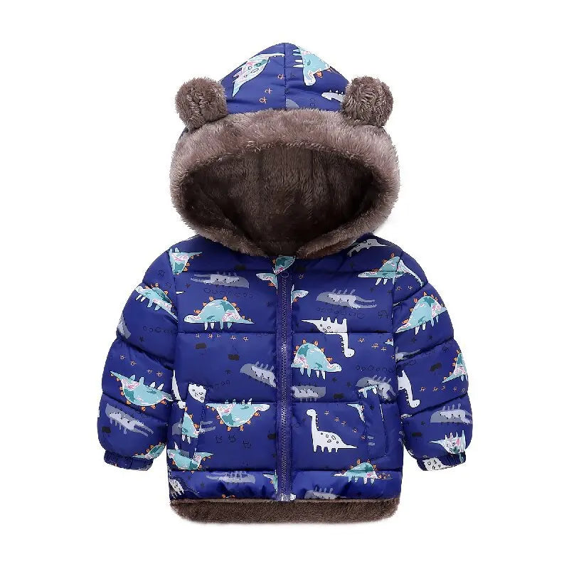 Winter Kids Thick Jacket Boys Girls Cotton-Padded Cashmere Hooded Coat Chilren Fleece Warm Outerwear Clothing for 2 3 4 5 6Years