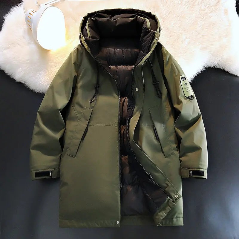 2024 Autumn/Winter New Fashion Solid Color Thick Warm Hooded Coat Men's Casual Loose High-Quality Plus-Size Cotton-Padded Jacket