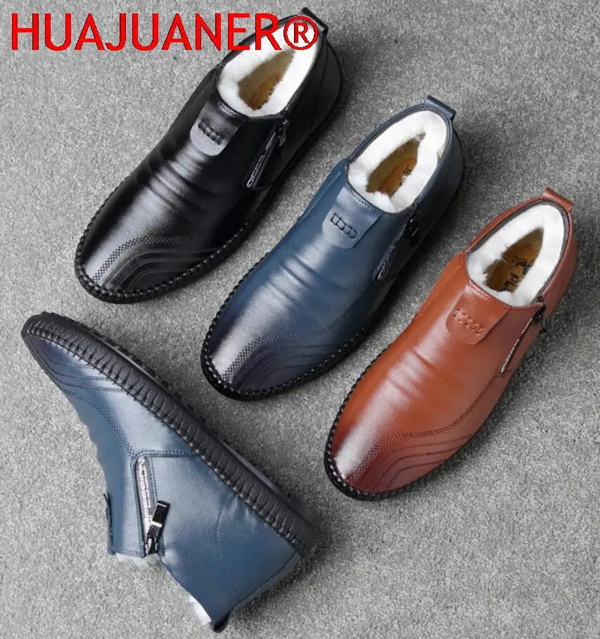 2025 Natural Wool Winter Shoes Men Genuine Leather Warmest Snow Boots Army Homme Walking Botas Hombre Platform Boots