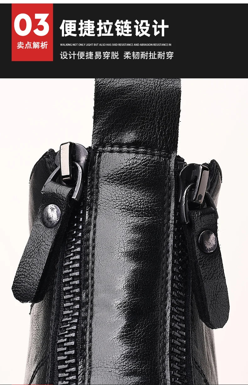 Leather Shoes Loafers Soft and Comfortable Ankle Boots Shoes for Men Wear-resistant All-match Mid-top Work Wear Fashion New