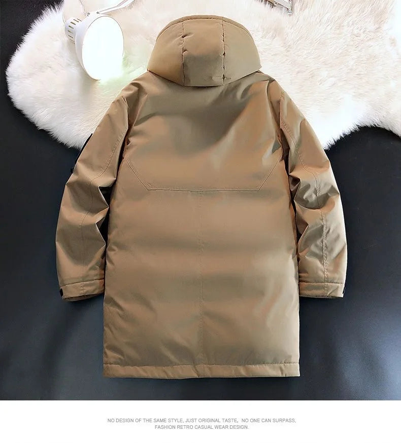 2024 Autumn/Winter New Fashion Solid Color Thick Warm Hooded Coat Men's Casual Loose High-Quality Plus-Size Cotton-Padded Jacket