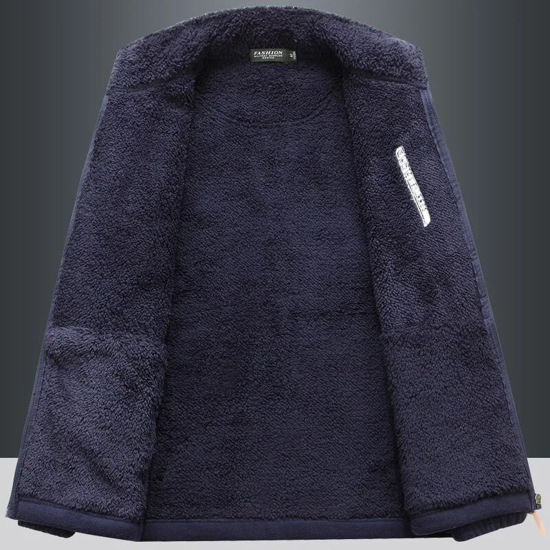 Winter Thicken Polar Fleece Jacket Warmth Windproof Full Zip Up Coat Multiple Zipper Pockets Outdoors Plus Size Jackets Outwear