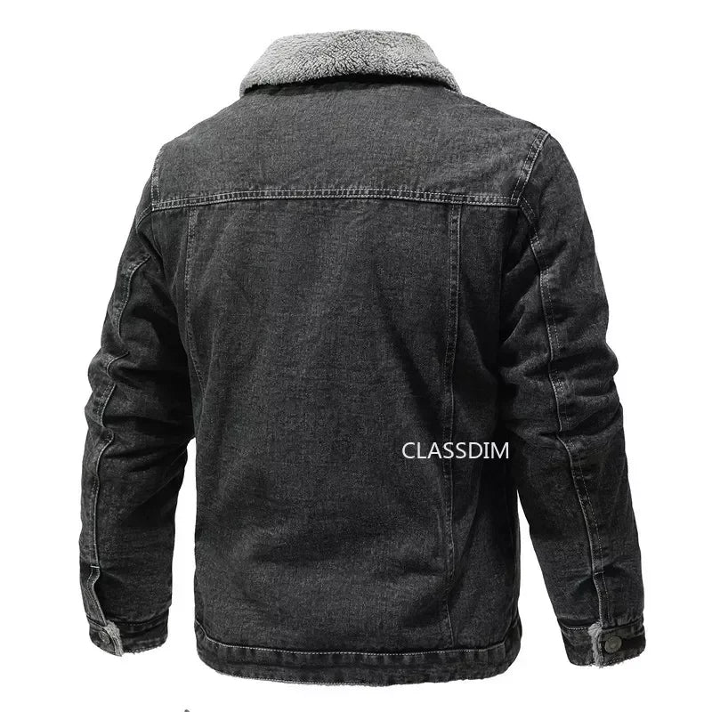 Men Winter Black Denim Jackets Fleece Warm Coats Good Quality Male Casual Winter Jackets Outwear Casual Coats Winter Clothes 4XL