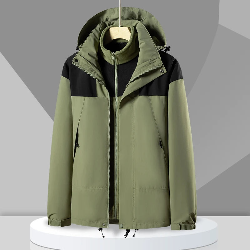 Winter Hiking Jackets Warm Windbreaker Outerwear Waterproof Windproof Jacket Men Skiing Camping Women Coats Hooded Fleece Jacket