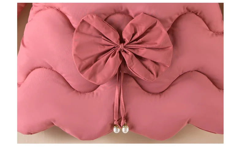 Children's winter coat Little girl cotton-padded jacket thickened fashion down  jacket girl's medium long super cute  jacket