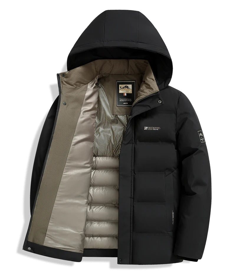 Men's Outdoor Winter Coat Parkas Middle-aged and Elderly Padded Men's Down Warm Padded Jacket Winter Removable Hooded Parkas