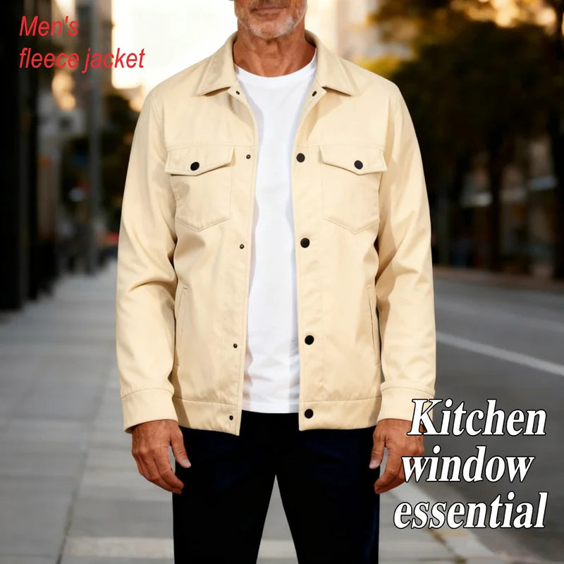Men's winter fleece jacket - multi pocket, soft and warm casual outerwear, suitable for daily/outdoor/business leisure occasions