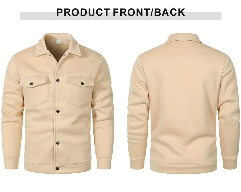 Men's winter fleece jacket - multi pocket, soft and warm casual outerwear, suitable for daily/outdoor/business leisure occasions