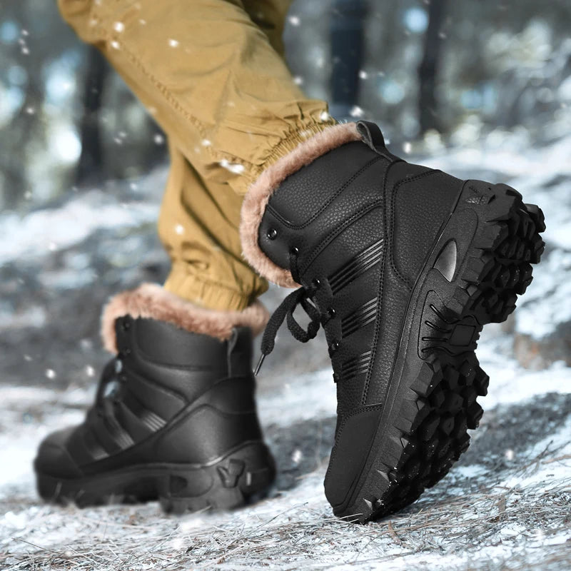 Men's Winter Boots 2025 Warm Waterproof Non-Slip Plush Sneakers Shoes Male Winter Tenis Boots Comfortable Slip-On Plush Lined