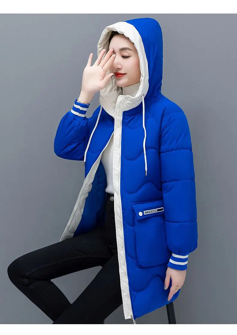 Long Winter Jacket Women Down Cotton Coats 2024 New Cotton Padded Puffer Parka Coat Women Hooded Outwear Thicken Warm Jacket 4XL