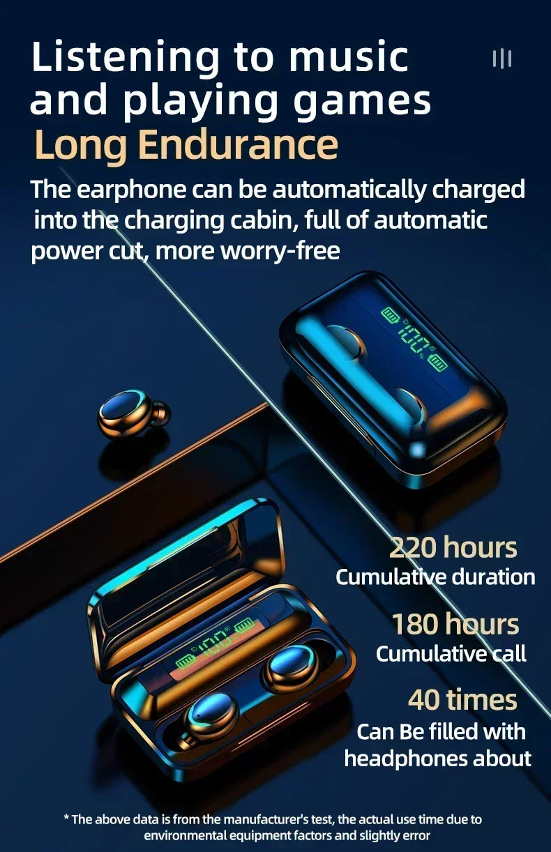 TWS F9-5 Earphone Bluetooth 5.0 Wireless Headphones Hifi Stereo Sports Waterproof Earbuds Headset Hearing Aids With Mic Handfree