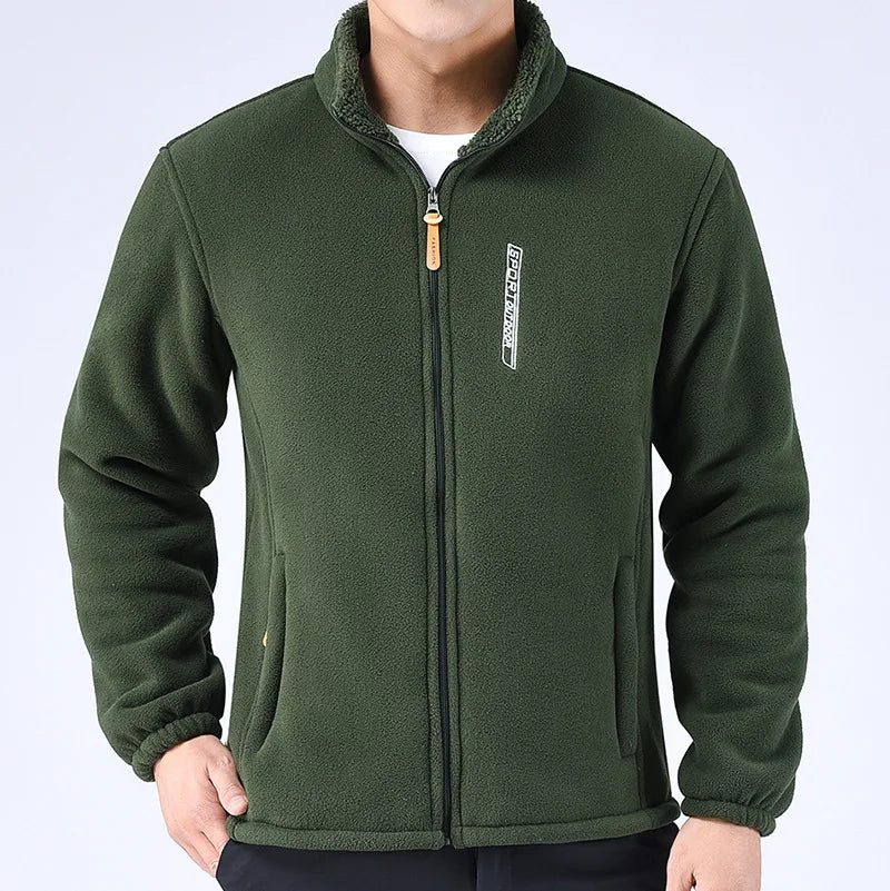 Winter Thicken Polar Fleece Jacket Warmth Windproof Full Zip Up Coat Multiple Zipper Pockets Outdoors Plus Size Jackets Outwear