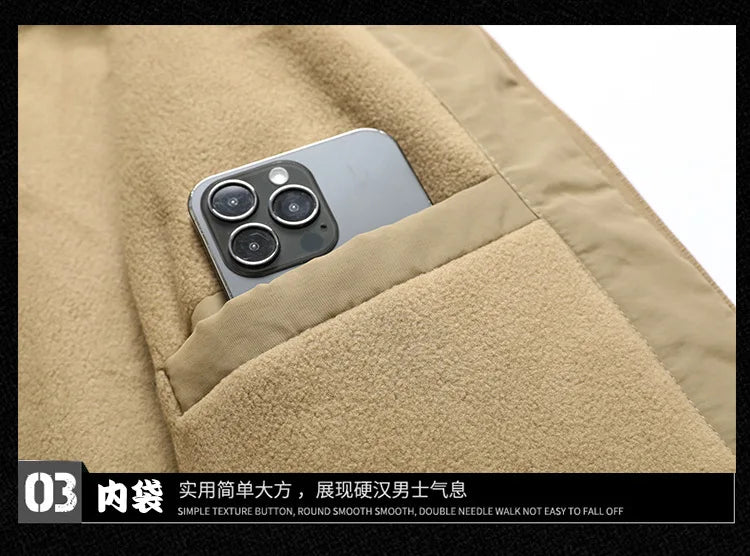 2025 Autumn Winter down Jacket Fleece Cotton Warm Coat Outdoor Casual Windproof Waterproof New Style for Men