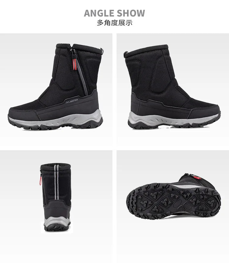 Men Boots 2025 Winter Shoes For Men Warm Snow Boots Mid-calf Men Warm Shoes Thick Plush Winter Boots For Men Women Cotton Shoes