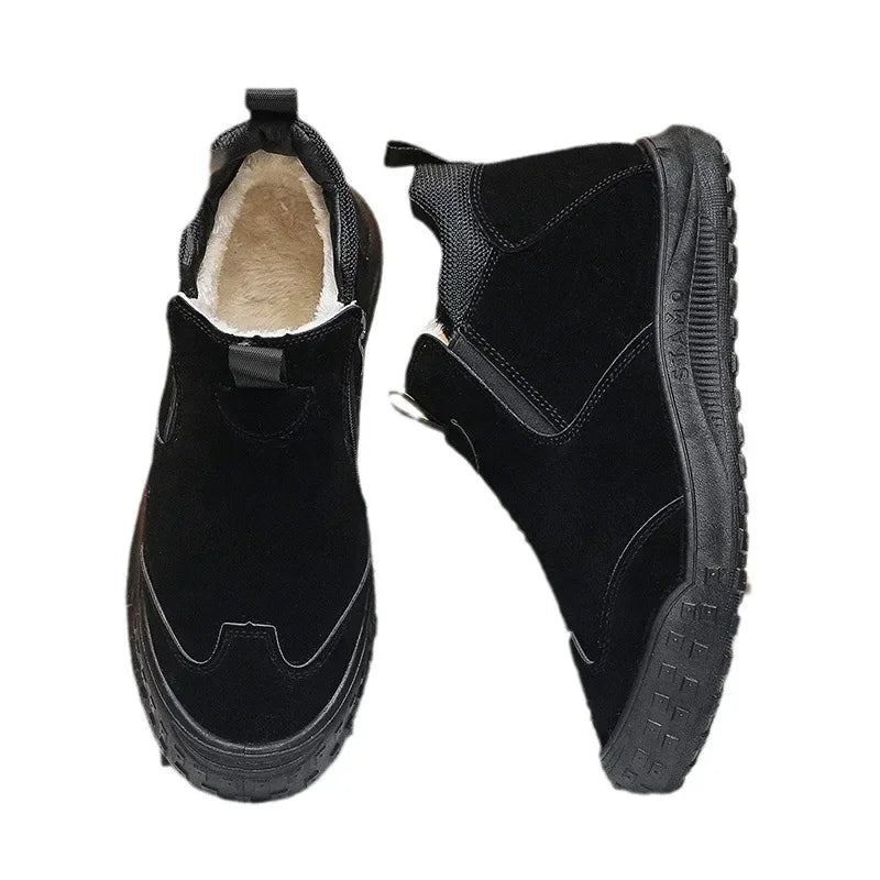 Winter Suede Snow Boots, Velvet Anti-slip Outdoor Shoes, Fashionable Warm Shoes, Casual and Comfortable Men's Shoes,Casual Shoes