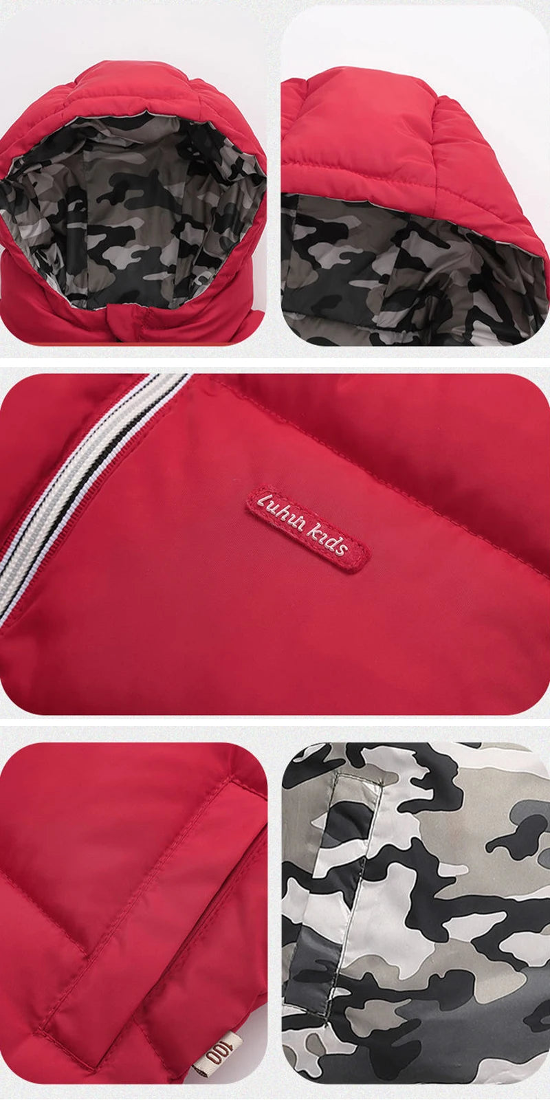 Winter Boys Down Jackets Thicken Warm Double Sided Wear Hooded Kids Coat For 2-10 Years Children Outerwear Clothing