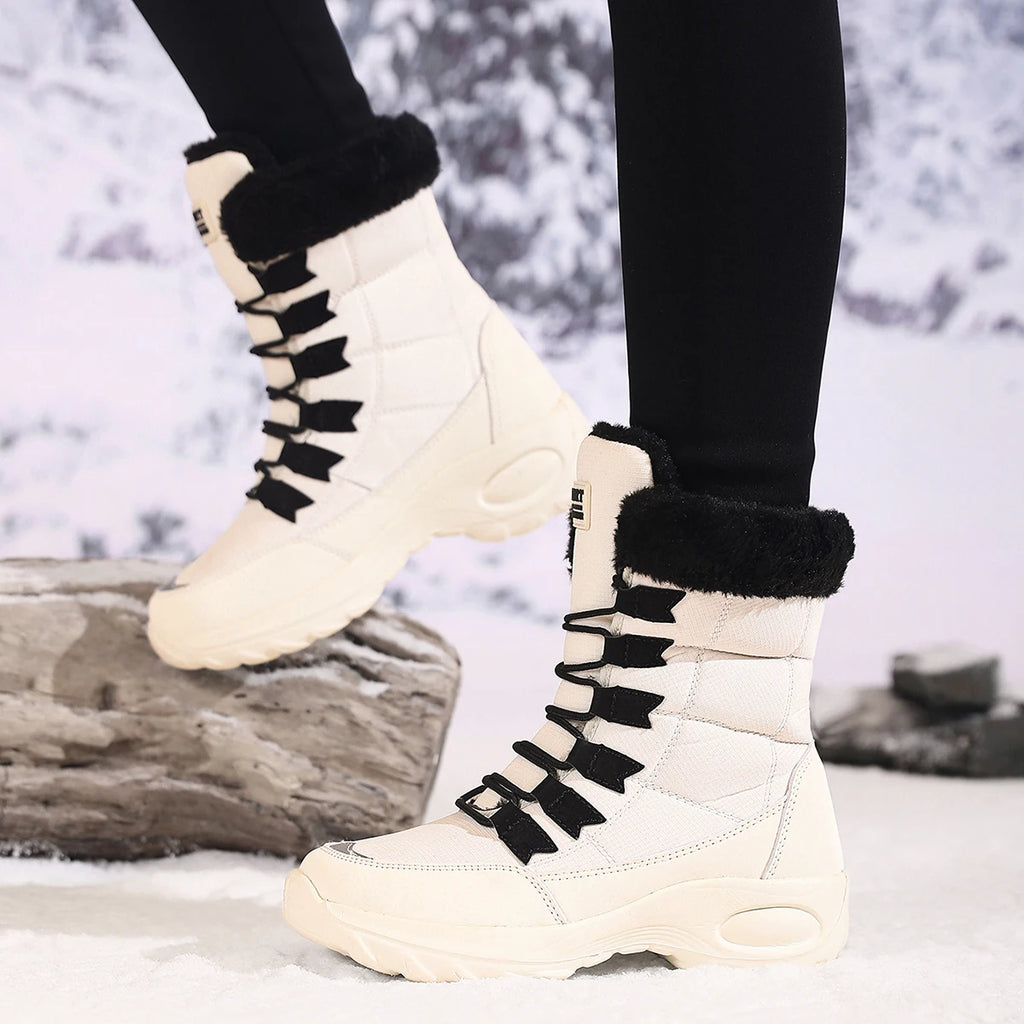Winter Shoes Waterproof Slip on Women Comfortable Outdoor Ankle Hiking Boots Women High Boots Platform Fur Warm Snow Boots