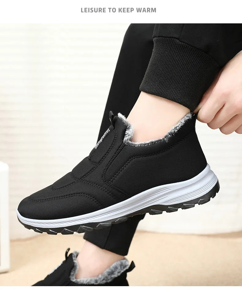 Women's Boots 2025 Winter Shoes For Women Ankle Boots Warm Fur Botas Mujer Waterproof Low Heels Snow Boots Winter Flat Shoes