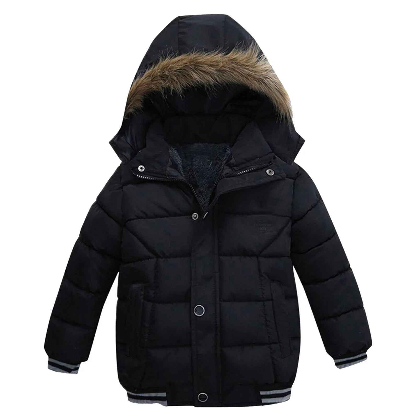 2025 Winter Children Warm Clothing Boys Down Jacket Baby Polyester Fiber Hooded Coat Thicken Outerwear Kids Solid Color Parka