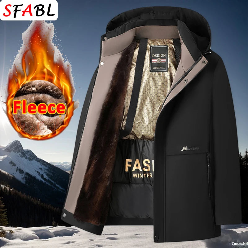 Winter Thermal Warm Fleece Jackets for Men Parka Men Climbing Thicken Jacket Outdoor Windbreak Men's Winter Coats Removable Hood