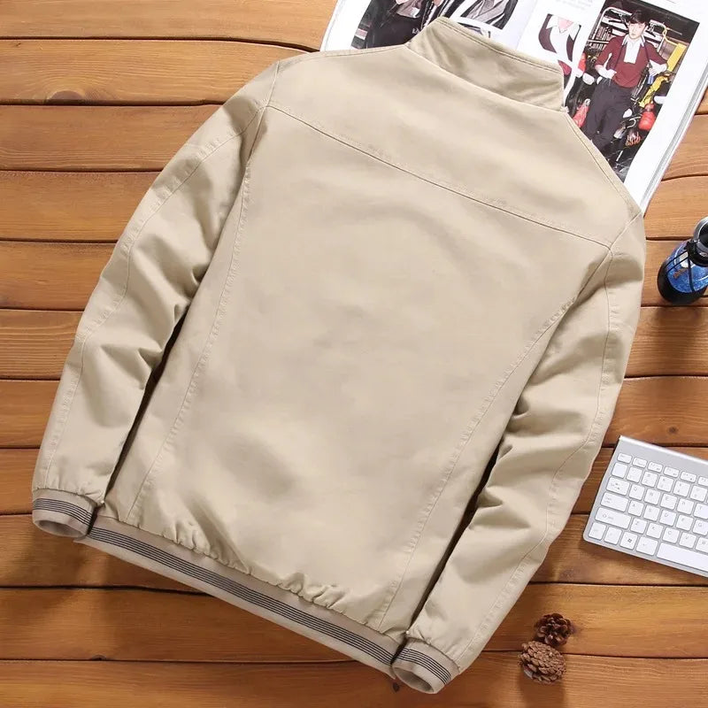 Autumn And Winter New Men's Fashion Aviator Jacket Fleece Thickened Warm Baseball Jacket Solid Color Zipper Large Size Top M-5XL