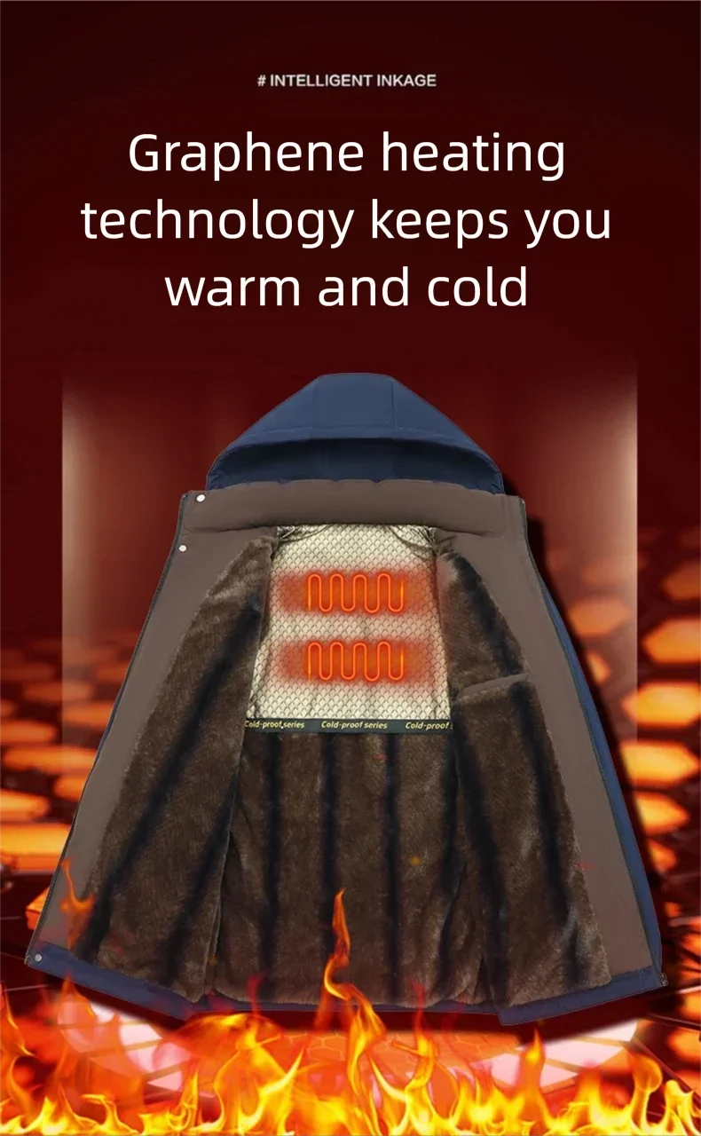 Winter New Fashionable Waterproof  Thick Warm Hooded Cotton Jacket For Men's Casual Loose Retro Sports Jacket