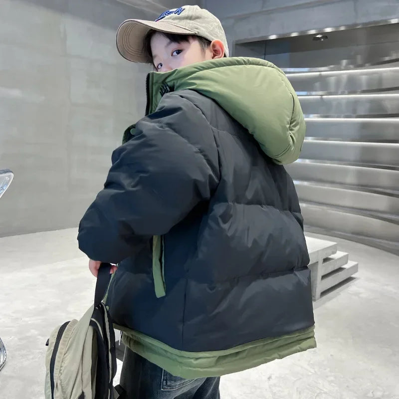Winter Boys Coat Children Thickened Down Jacket  New 2025 Kids Hooded Casual Cotton Clothing Autumn Warm Fashion Snowears