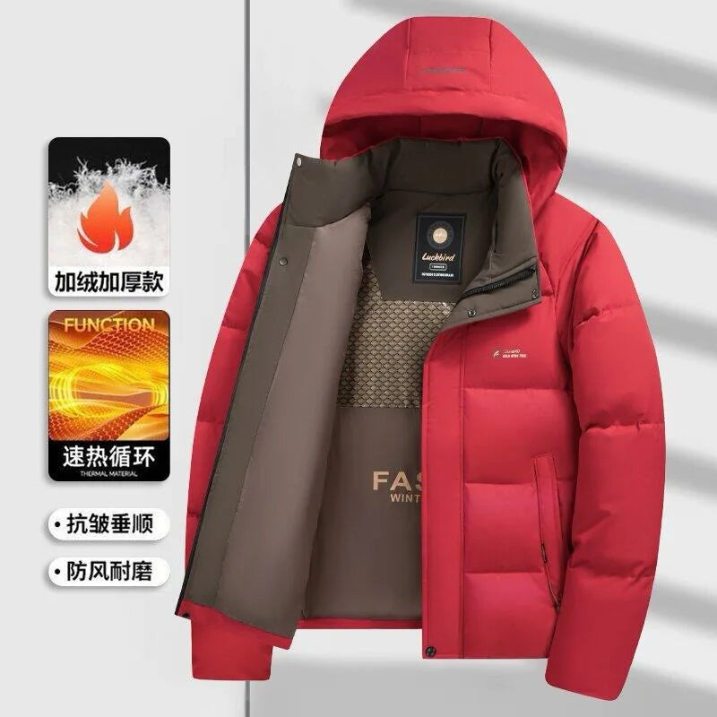 2025 Winter New Men's Graphene Thickened Warm Fashion Casual Hooded Cotton Jacket
