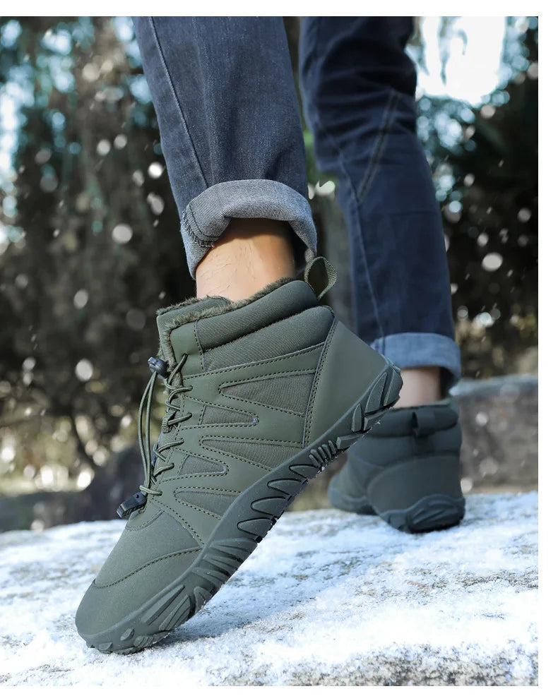 New Outdoor Sports Cotton Shoes With Plush Insulation Boots, Wear-Resistant And Non Slip Snow Boots, Winter Thick Couple Shoes