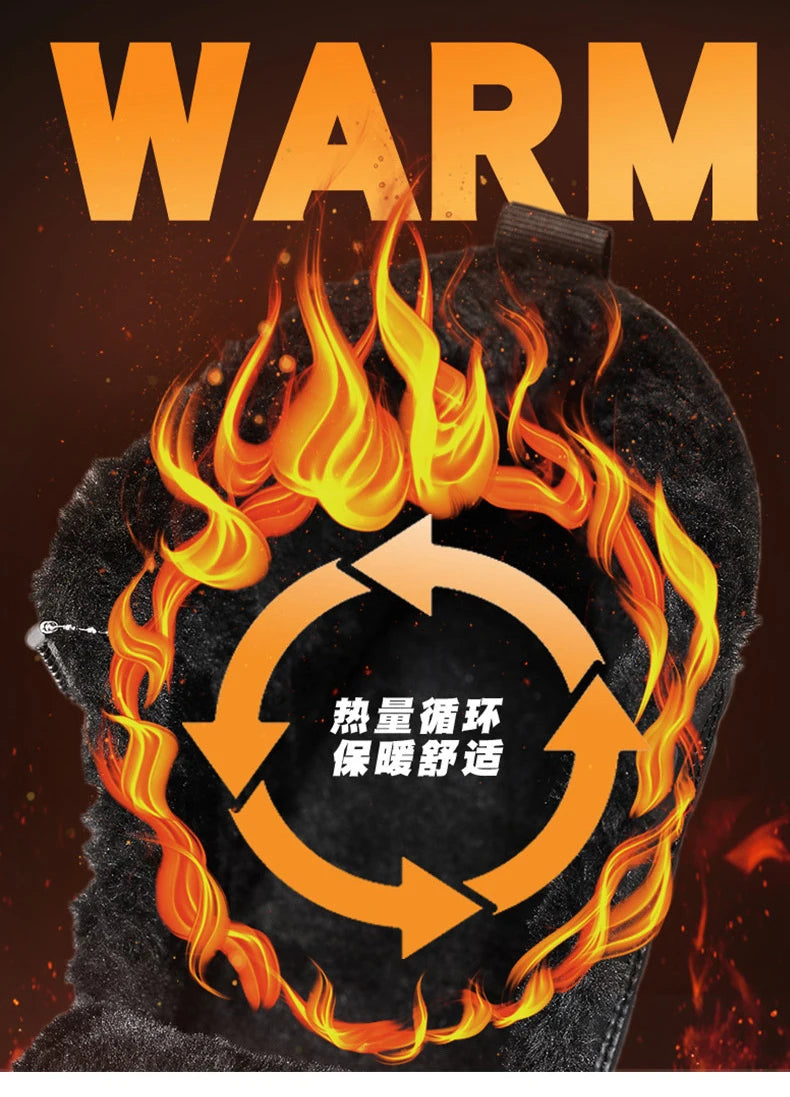 Winter New Shoes for Men Fur Boots High Tops Leather Warm Plush Casual Shoes Outdoor Snow Boots