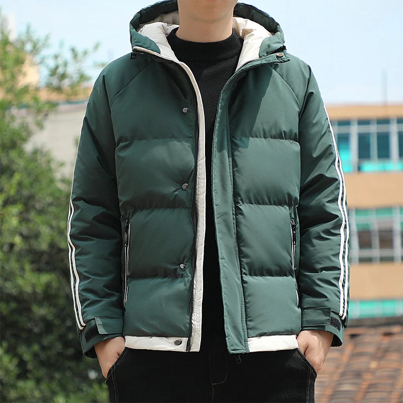 Men's Winter Warm Padded Jacket with Hood Casual Thickened Coat for Autumn Winter Outdoor Windproof Warm Outerwear