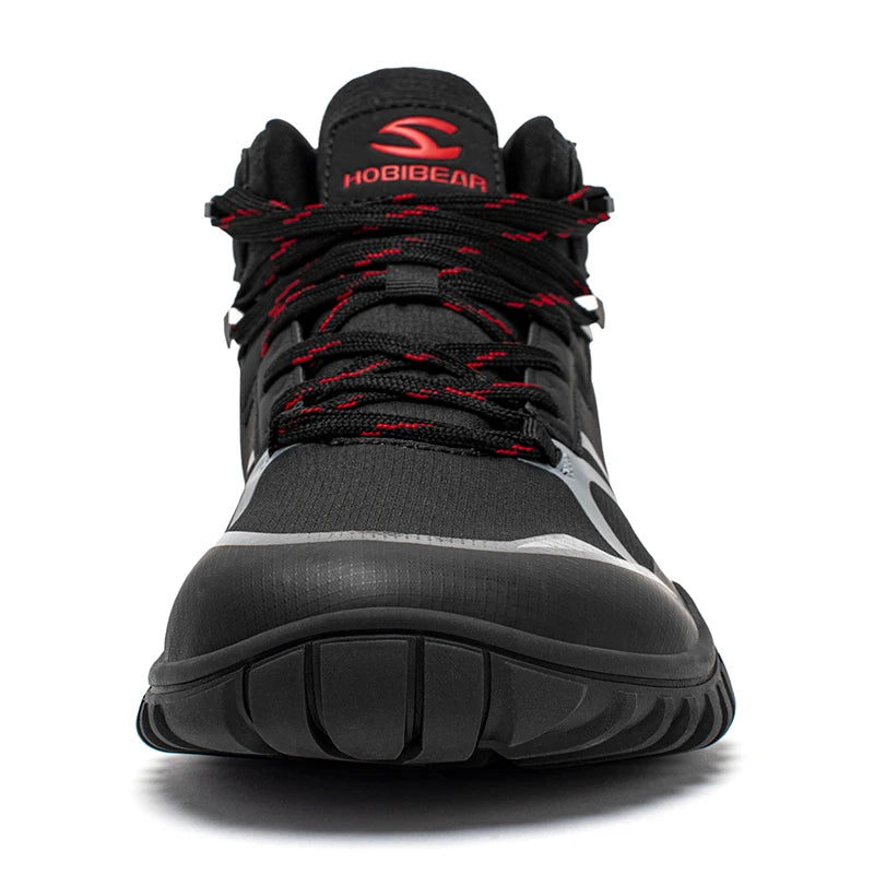 HOBIBEAR Mid Top Barefoot Shoes Mens Womens Wide Toe Hiking Boots Outdoor Non-Slip Trail-Running Shoes