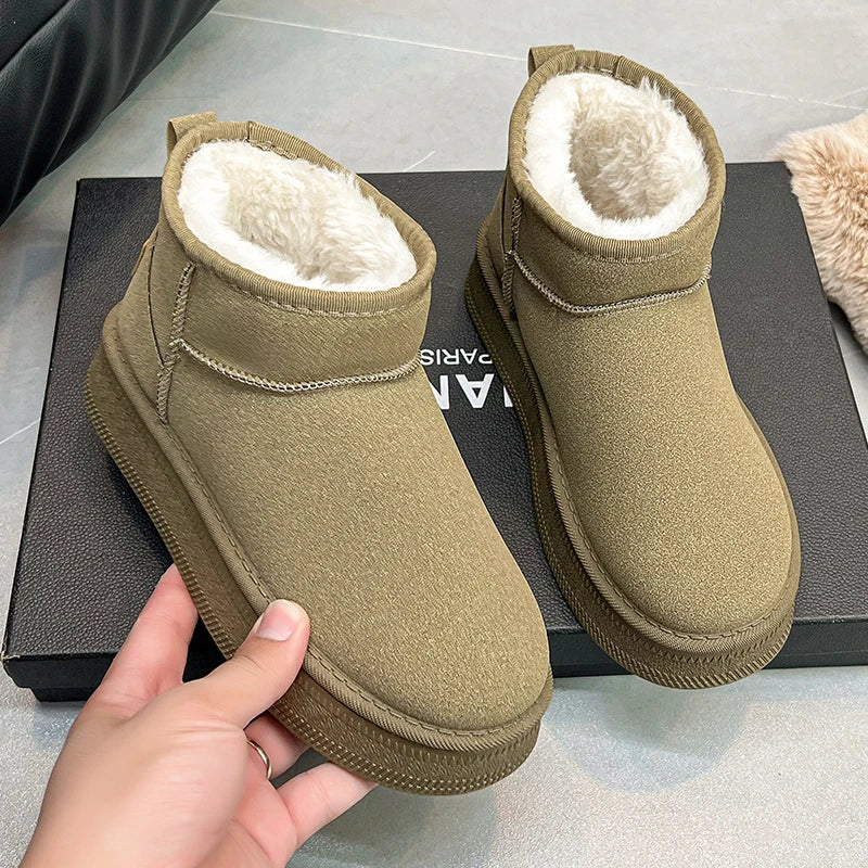 Winter warm cotton shoes for new style, thickened outer wear, slip-on short boots, anti-slip snow ground casual shoes, versatile