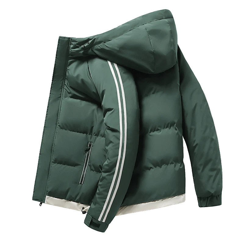 Men's Winter Warm Padded Jacket with Hood Casual Thickened Coat for Autumn Winter Outdoor Windproof Warm Outerwear
