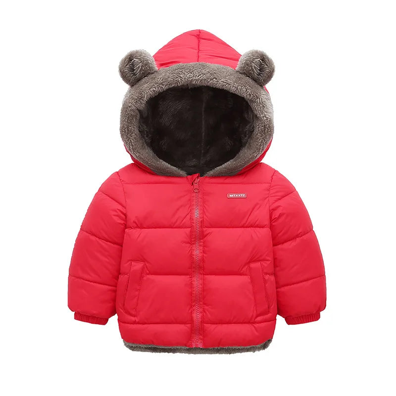 Winter Kids Thick Jacket Boys Girls Cotton-Padded Cashmere Hooded Coat Chilren Fleece Warm Outerwear Clothing for 2 3 4 5 6Years