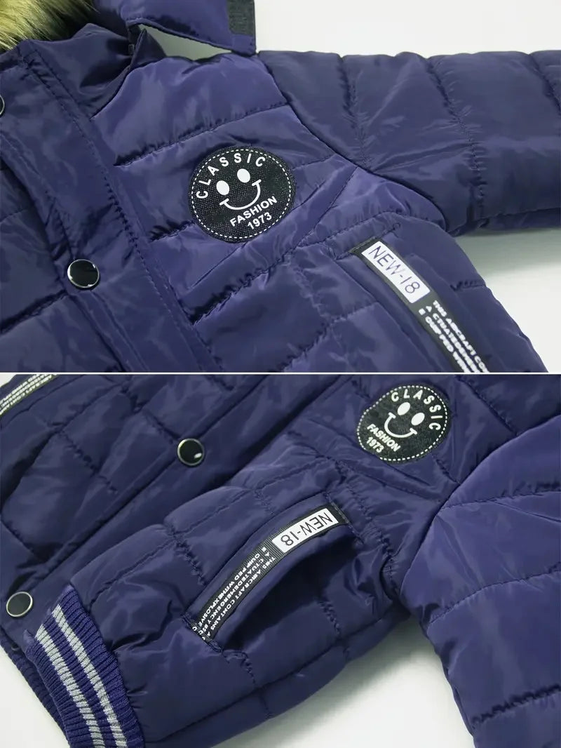 Winter Autumn Boys Girls Thick Jackets Kids Padded Fleece Warm Coats Children Hooded Cotton Outerwear Kids Snowsuit Clothes