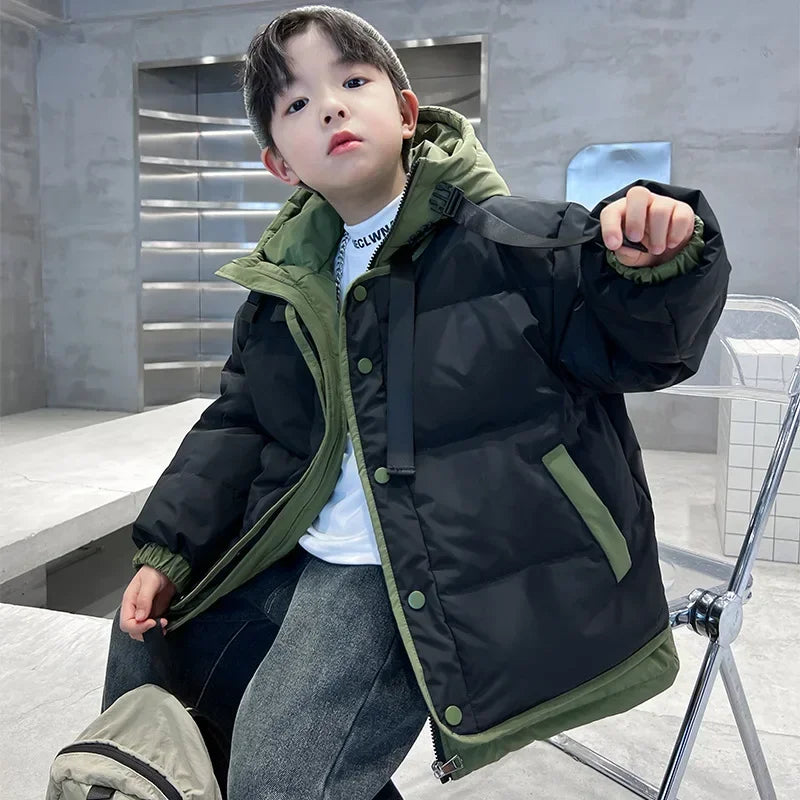 Winter Boys Coat Children Thickened Down Jacket  New 2025 Kids Hooded Casual Cotton Clothing Autumn Warm Fashion Snowears
