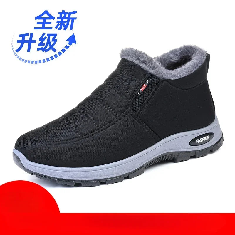 Winter 2025 new men's and women's cotton shoes with thick velvet and warm snow boots windproof couple's short boots anti slip